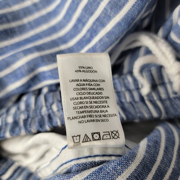 Beach Lunch Lounge Striped Linen Cotton Pants Tie Waist Coastal Cottagecore L - Picture 12 of 12